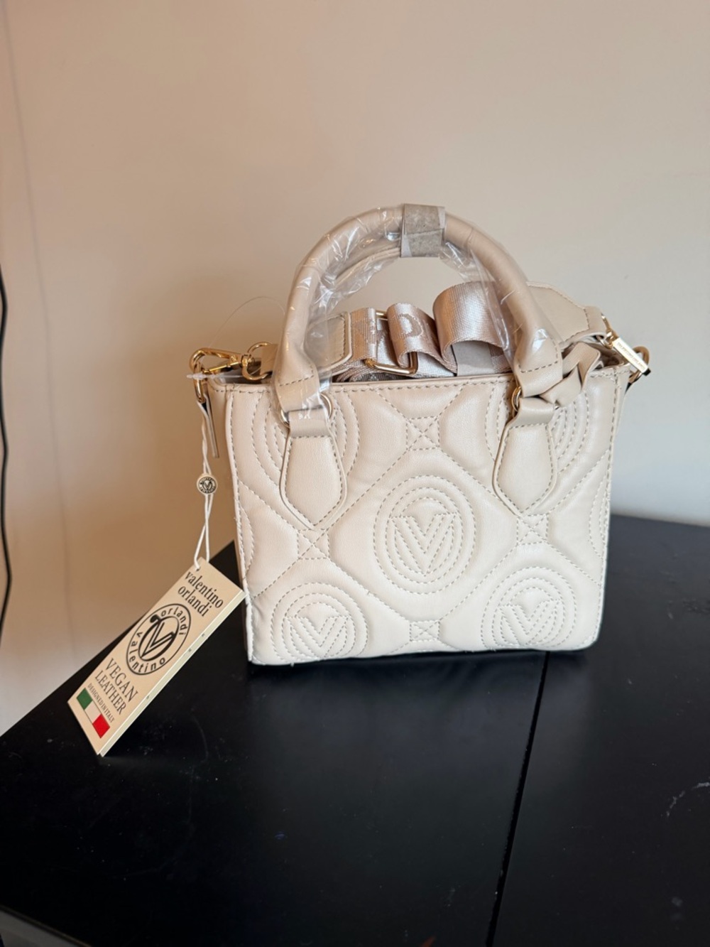 Valentino Orlandi Light Taupe Vegan Leather Satchel